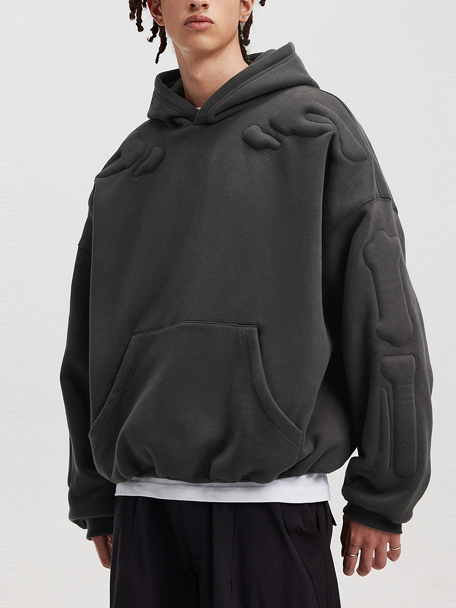 Custom Loose Fit Heavyweight Cotton Pullover Hoodie with 3D Embroidery Drop Shoulder