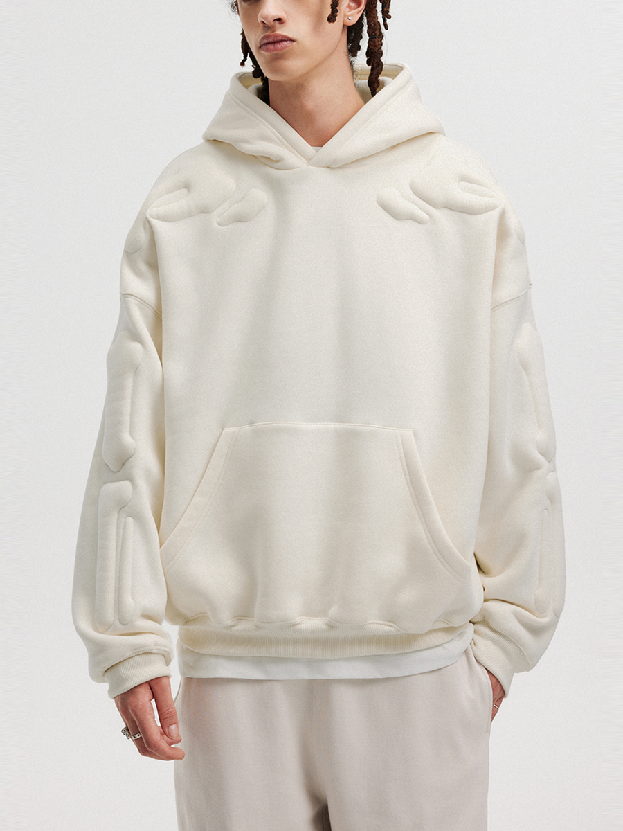 Custom Loose Fit Heavyweight Cotton Pullover Hoodie with 3D Embroidery Drop Shoulder