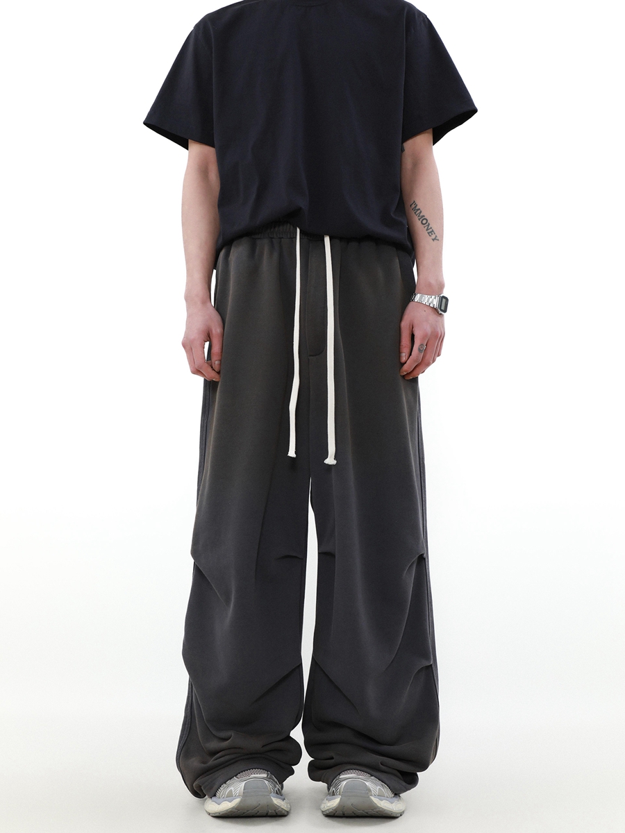 Custom logo Men's Washed Spray Print Wide-Leg Pants in Heavyweight Cotton track sweatpants Custom logo Men's Washed Spray Print Wide-Leg Pants in Heavyweight Cotton track sweatpants