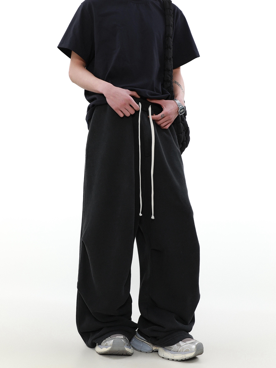 Custom logo Men's Washed Spray Print Wide-Leg Pants in Heavyweight Cotton track sweatpants Custom logo Men's Washed Spray Print Wide-Leg Pants in Heavyweight Cotton track sweatpants