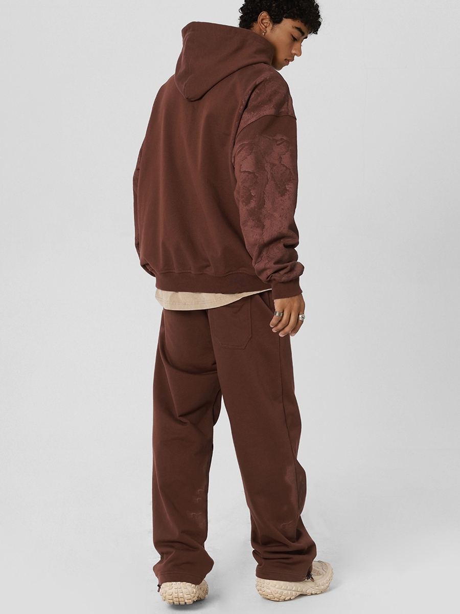 Custom logo zip-up hoodie set drop shoulder oversized heavyweight cotton 