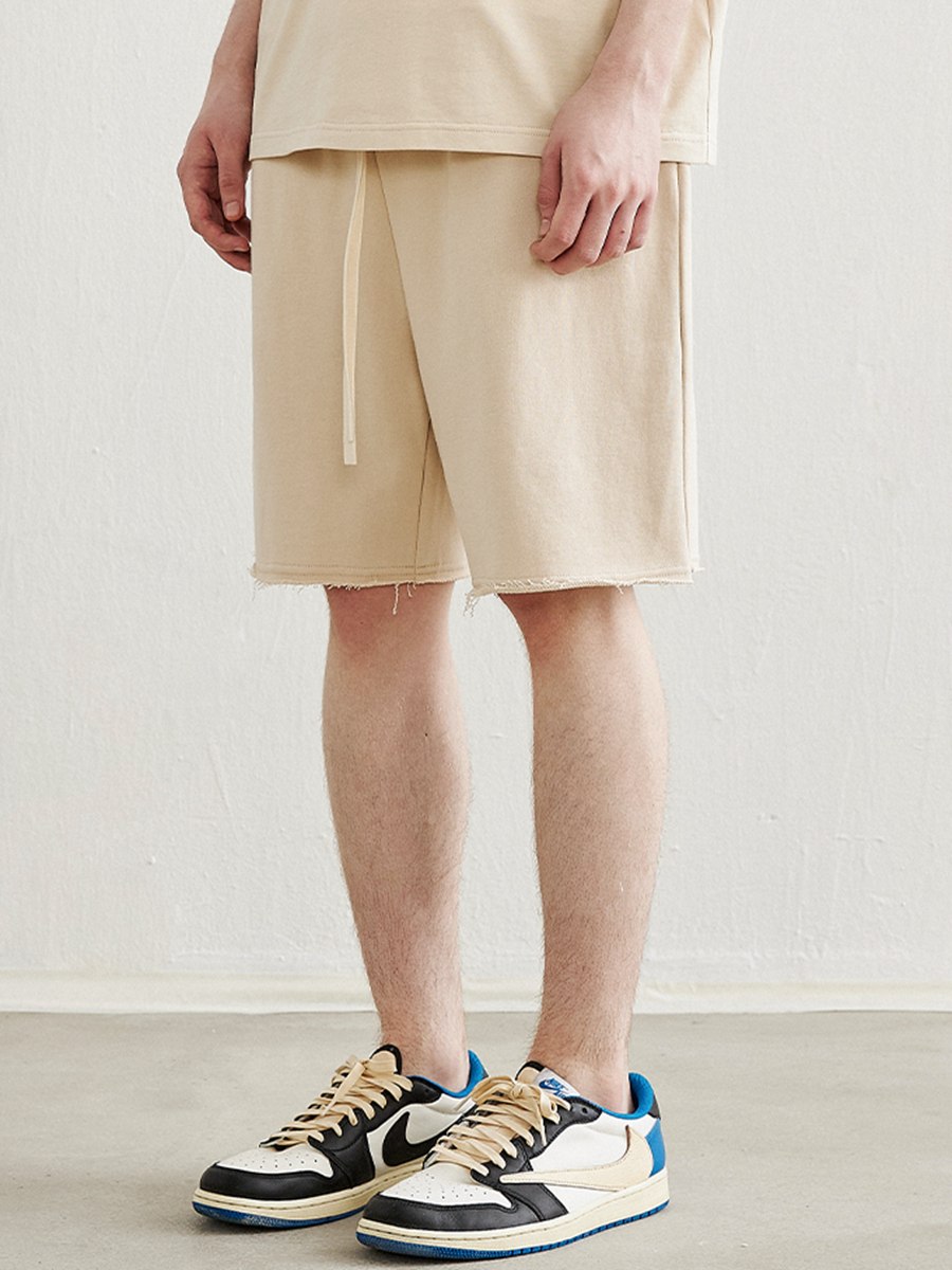 Custom acid washed shorts heavyweight cotton summer raw hem faded Drawstring sweat shorts Custom acid washed shorts heavyweight cotton summer raw hem faded Drawstring sweat shorts