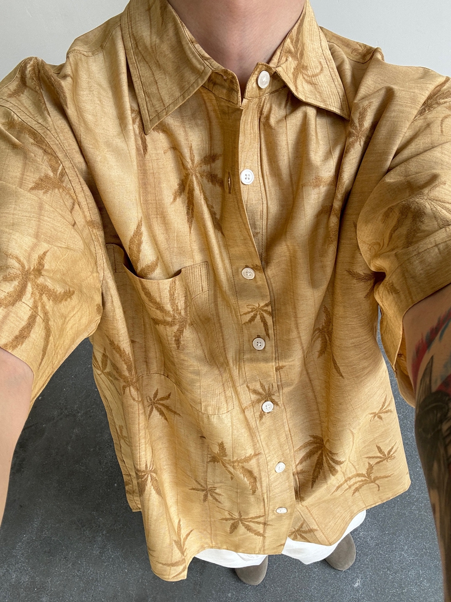 MOQ50 Custom Fashion Printing Shirts Vacation Palm