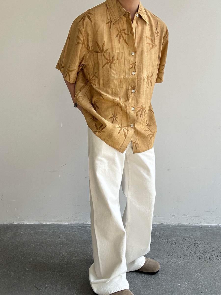 MOQ50 Custom Fashion Printing Shirts Vacation Palm