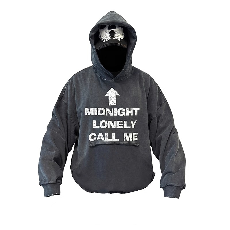 MOQ 50 400GSM Terry Cotton Acidwahed Hoodie Pullover Custom Made