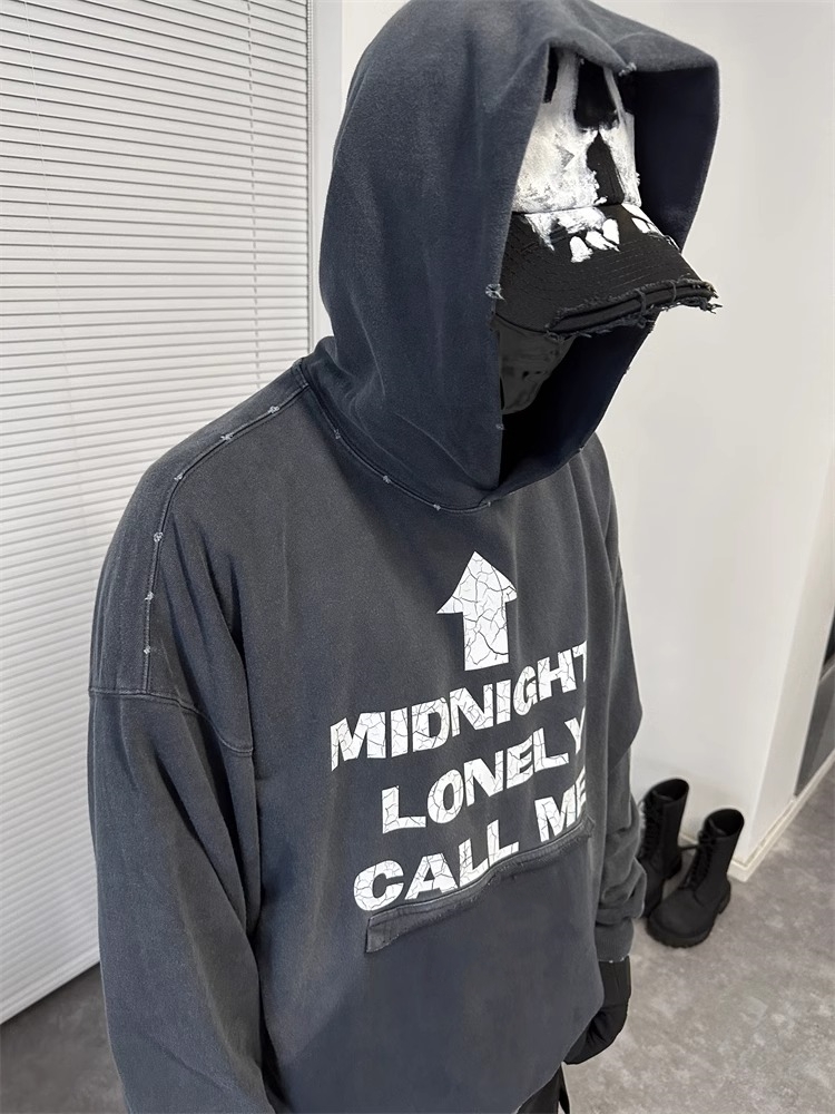 MOQ 50 400GSM Terry Cotton Acidwahed Hoodie Pullover Custom Made