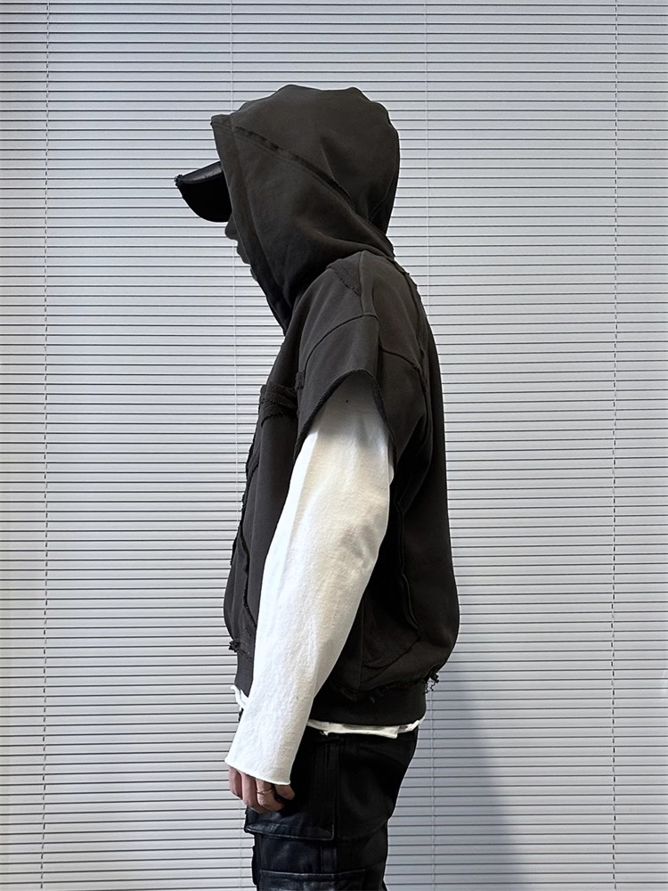 MOQ 50 Custom Terry Distressed Hoodie Boxy Fit 400gsm Cotton MOQ 50 Custom Terry Distressed Hoodie Boxy Fit 400gsm Cotton